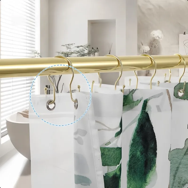 21 pcs Gold Iron Double Ear Shower Curtain Rings, Smooth Sliding, Fits Various Bathroom Shower Rods, Easy to Install