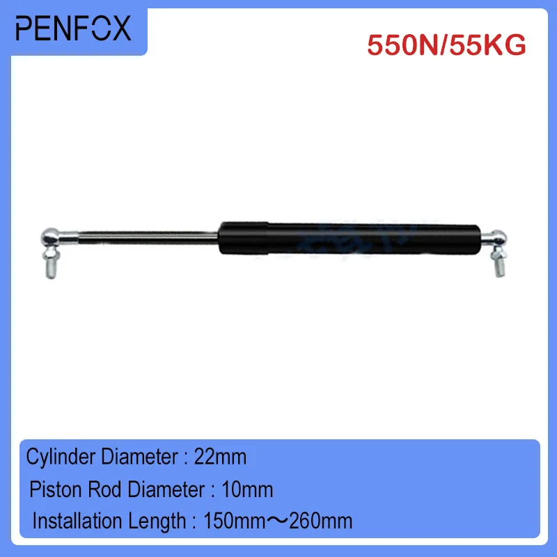 1 PC 150mm-260mm 55kgs/550N Furniture Strut Bar Universal Gas Spring Shock Absorber Hydraulic Lift Support RV Bed Car Machine