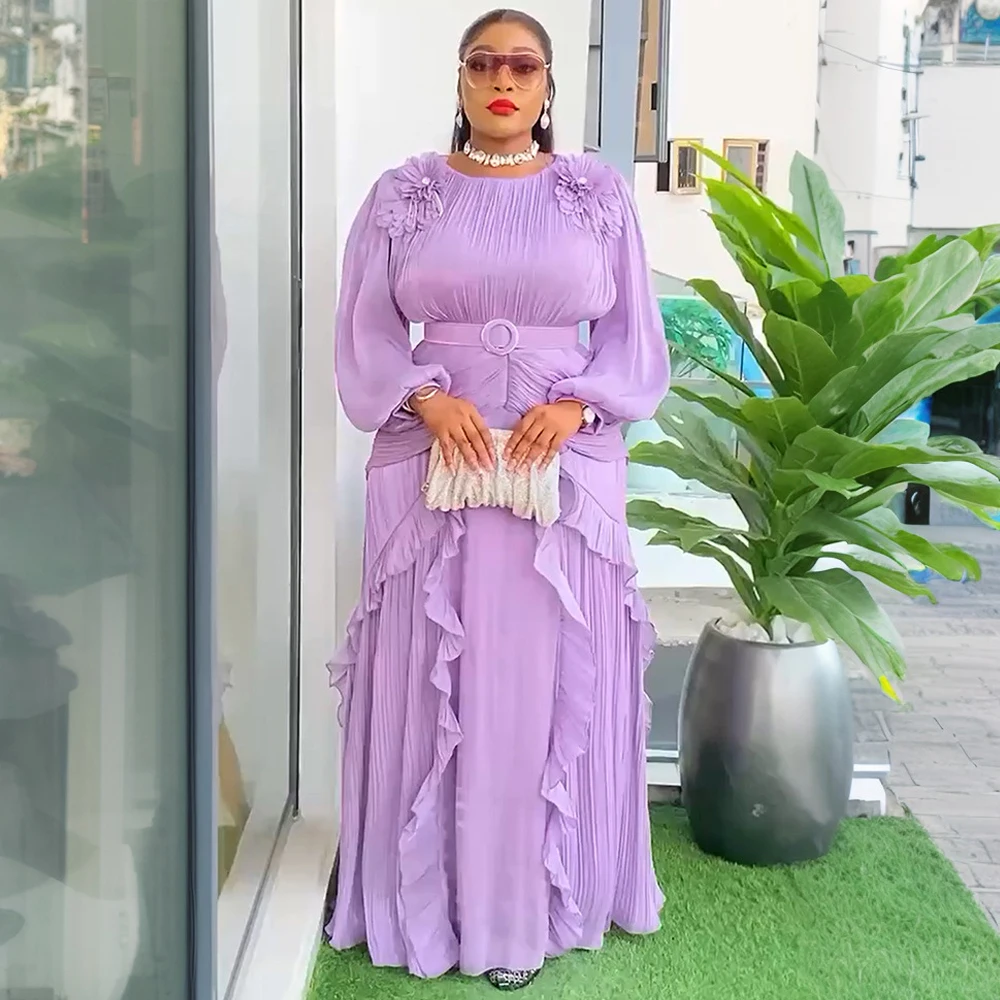 Luxury Party Evening Dresses Diamond Kaftan Gown Elegant Women Wedding Prom Pleated Dress Long Robe 2025 Summer African Clothing