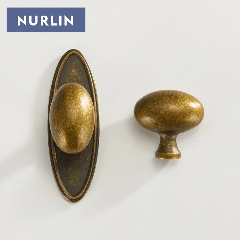Nurlin Ice Flower Antique Brass Solid Brass With Vintage Treatment Egg Decorative Bottom Board Cabinet Furniture Doors Knobs