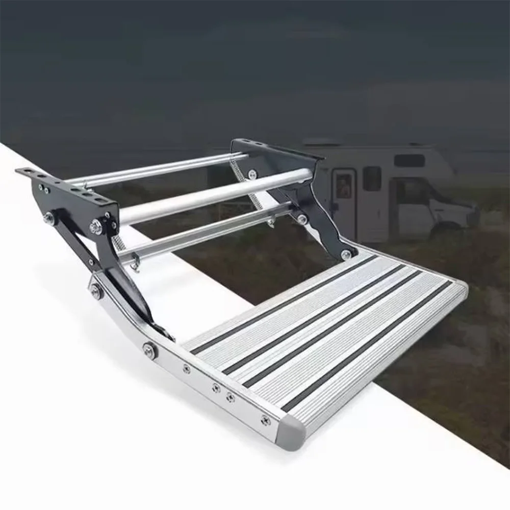 1 marchepied manuel monocouche pour camping-car - Pédales antidérapantes en alliage d'aluminium renforcé, anodisé, avec une grande élasticité des ressorts, une bonne flexibilité, un effet de marche, une longue durée de vie, des rainures horizontales profondes pour une performance antidérapante améliorée