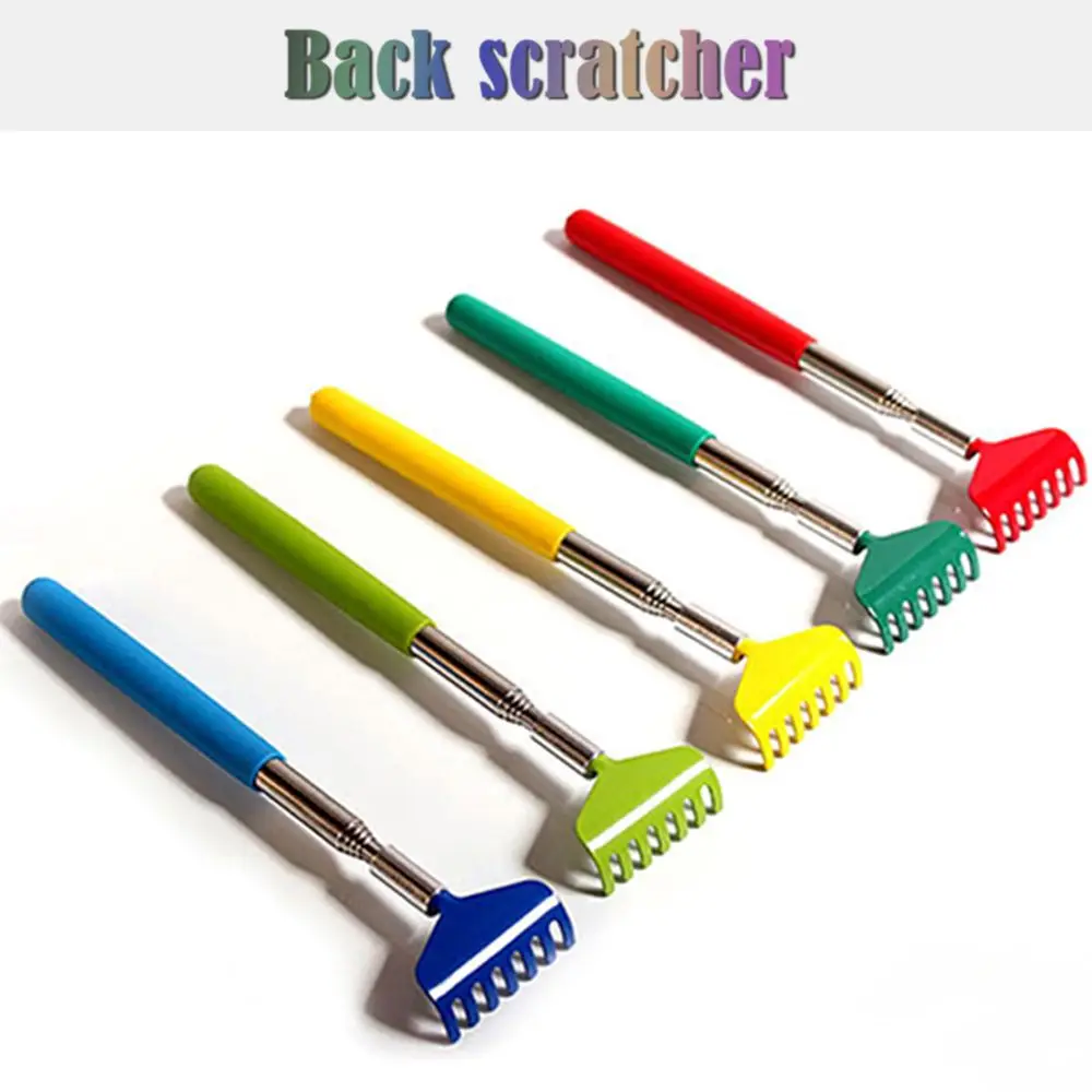 Retractable Extensible Relieve itching Soft Five-tooth Metal Back Scratcher Scratching Device Massage Tools Itch Scratching