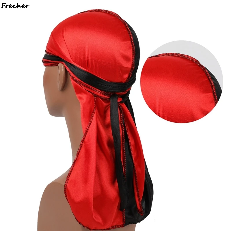 Copricapo da ciclismo per bicicletta cappello da pirata traspirante Unisex Colorblock copricapo in raso luminoso cinghie lunghe per coda bandane