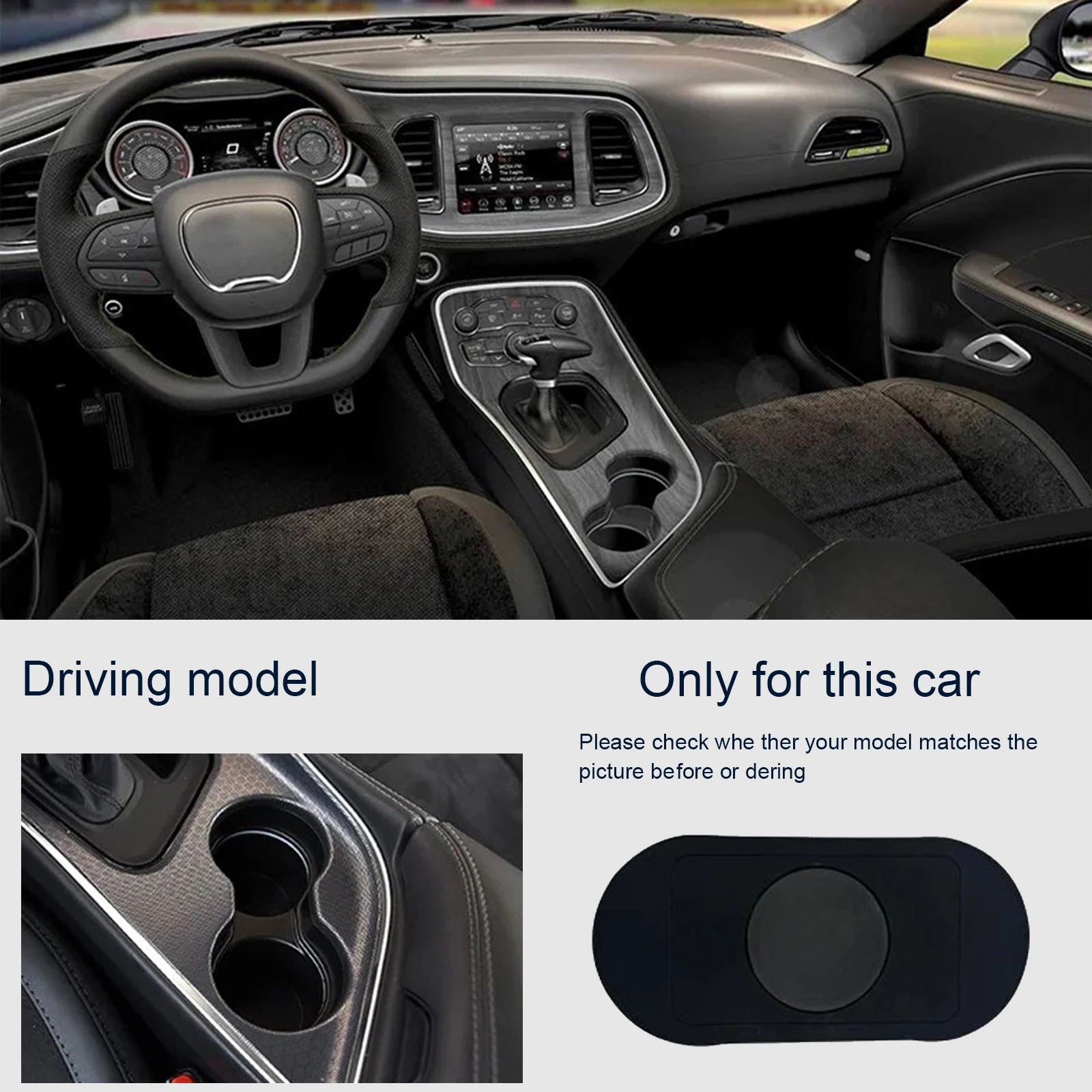 2Din for Dodge Challenger 2016-2025 Car Wireless Mobile Phone Charger Center Console Storage 18W iPhone fast charge plate holder