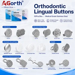 Lèvent Linguaux en Métal Orthodontique Dentaire, Crochet de Traction Bondable Composite en Céramique pour Bretelles, 50 Pièces