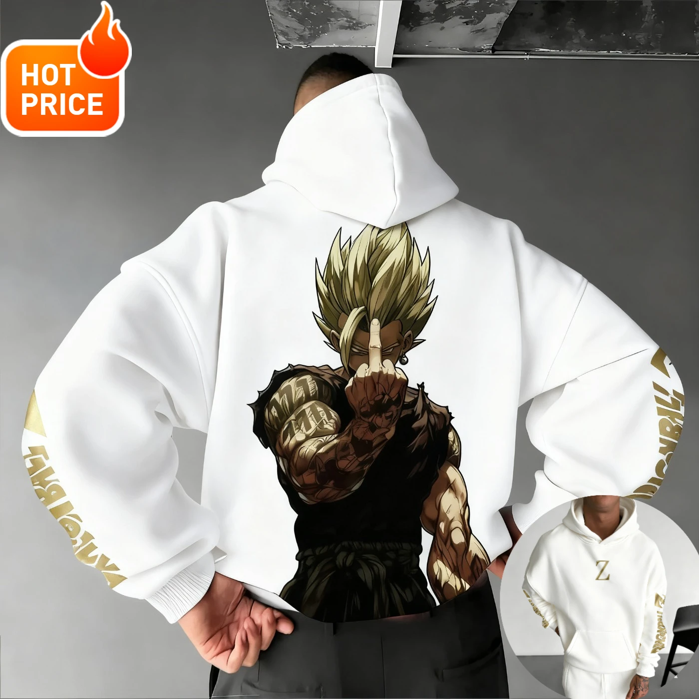 เสื้อฮู้ดผู้ชายลายซุนโกคู ดราก้อนบอล สไตล์ฮาราจูกุ สำหรับฤดูหนาว เสื้อสตรีทแวร์วินเทจทรงโอเวอร์ไซส์ เสื้อฮู้ดแขนยาวแบบยูนิเซ็กส์