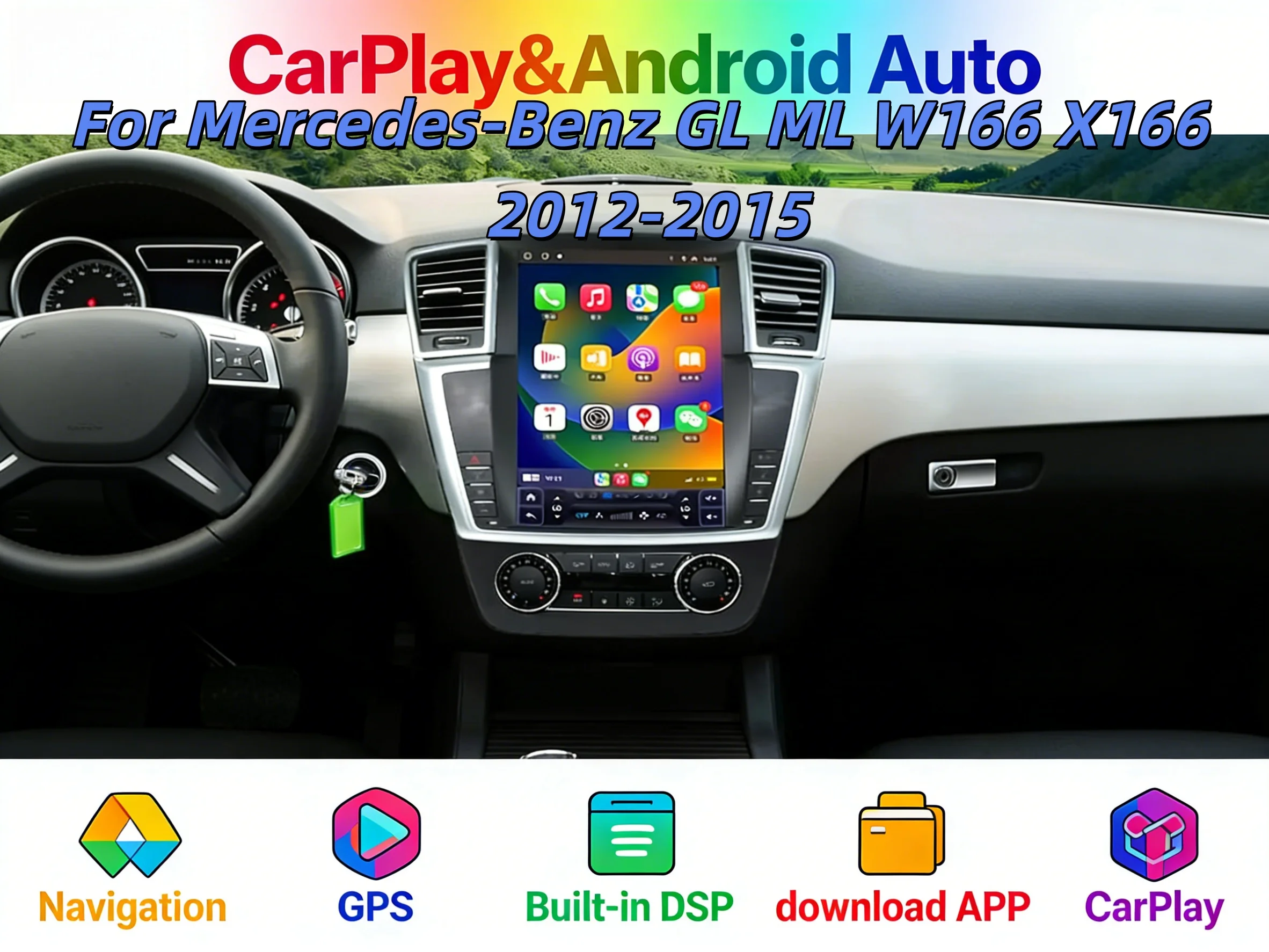 Multimedia Wireless CarPlay For Mercedes Benz ML W166 GL X166 ML300 ML350 ML400 ML550 GL350 GL400 2012-2015 Android BT 5.0 4G