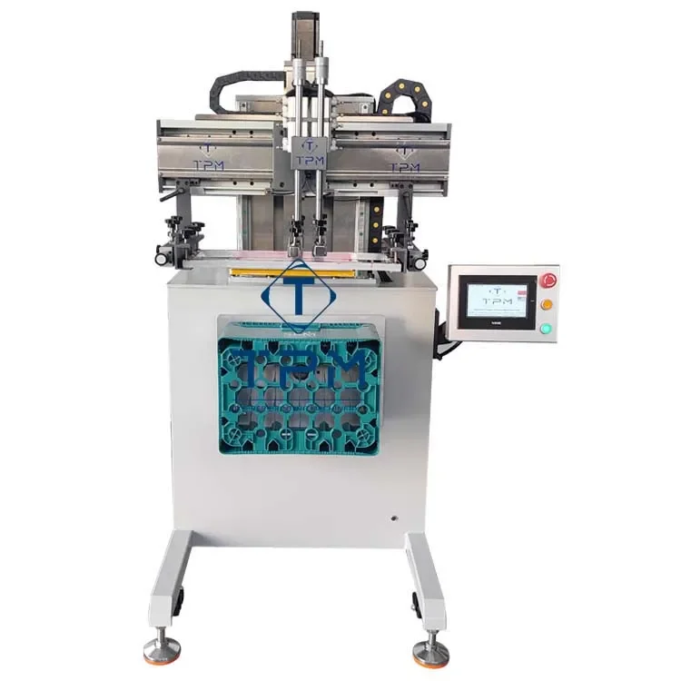 Auto Flat Bed Plane Plastic Crate Rotary Servo Silk Screen Printing Machine With 4 Side Logo