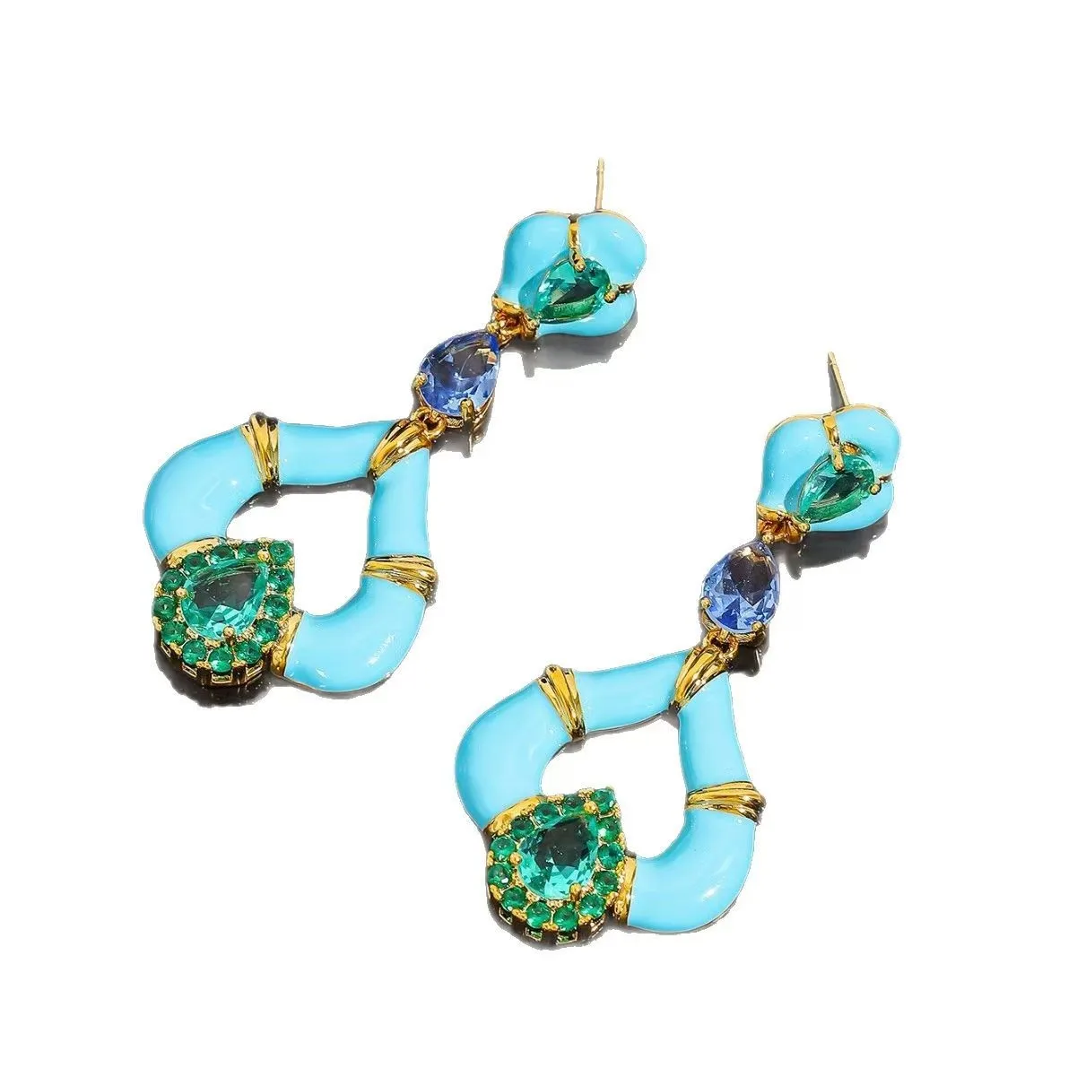 Light Luxury Court Style Enamel Vintage Earrings Elegant Advanced Texture Women Versatile Literary Ear Jewelry Party Gift