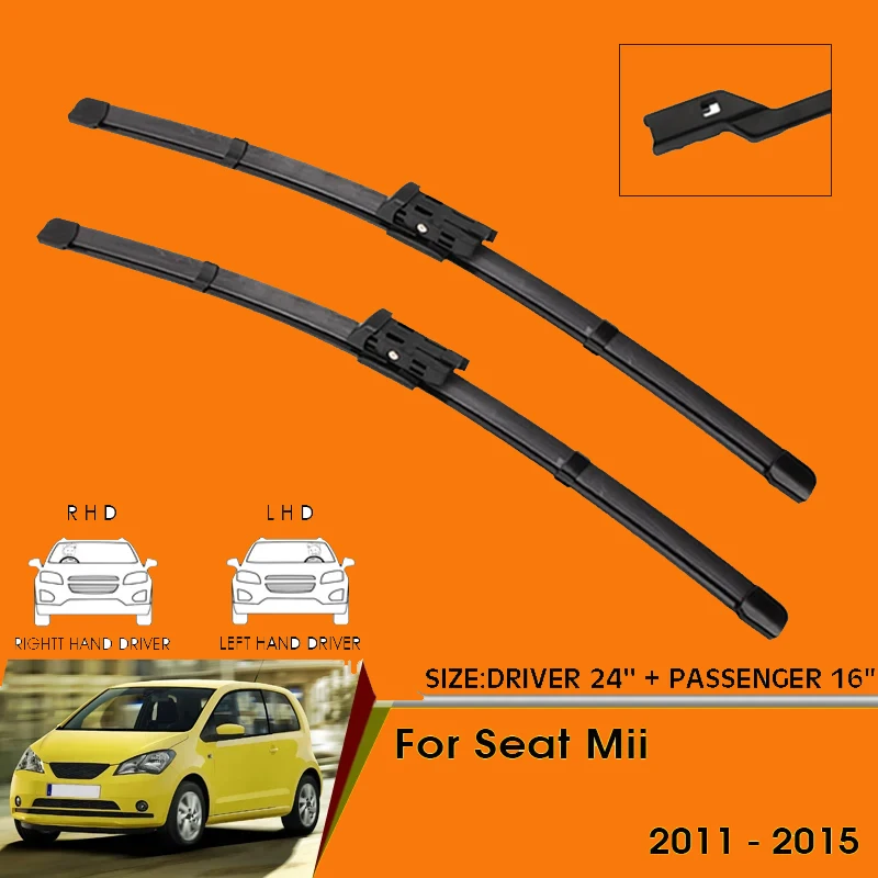 

Car Wiper Blade For Seat Mii 2011-2015 Windshield Windscreen Front Window Blades 24"+16" Car Accessories