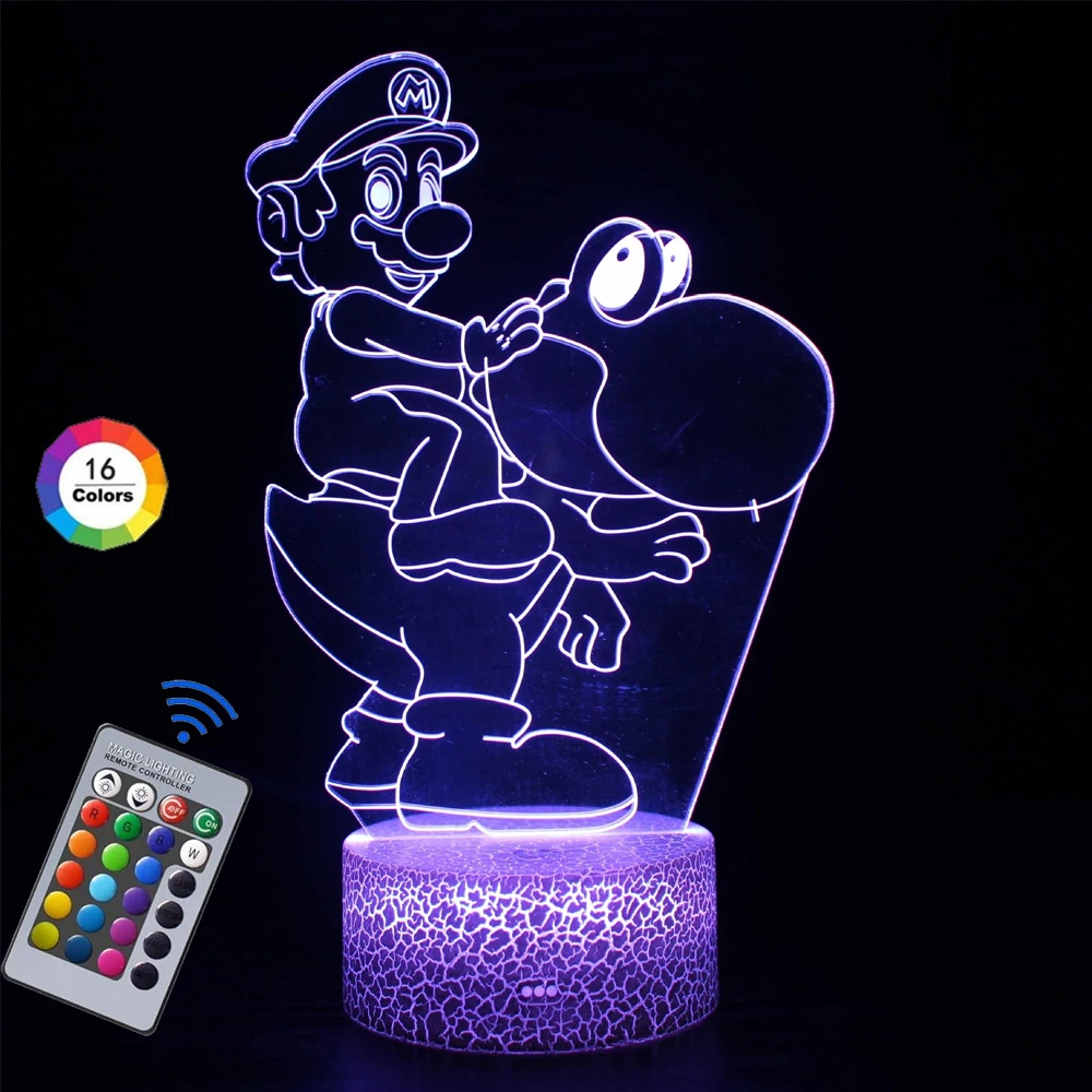 Hot Super Mario Game Cartoon 16 colors Creative 3D Lamp Anime Figure LED Night Lamp Touch Table Lamp Ornaments Kids Toys Gifts