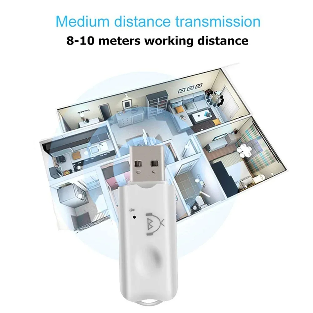 جهاز استقبال موسيقى ستيريو صغير USB متوافق مع بلوتوث، محول صوت ستيريو لاسلكي، طقم دونغل مع ميكروفون لمكبر صوت السيارة