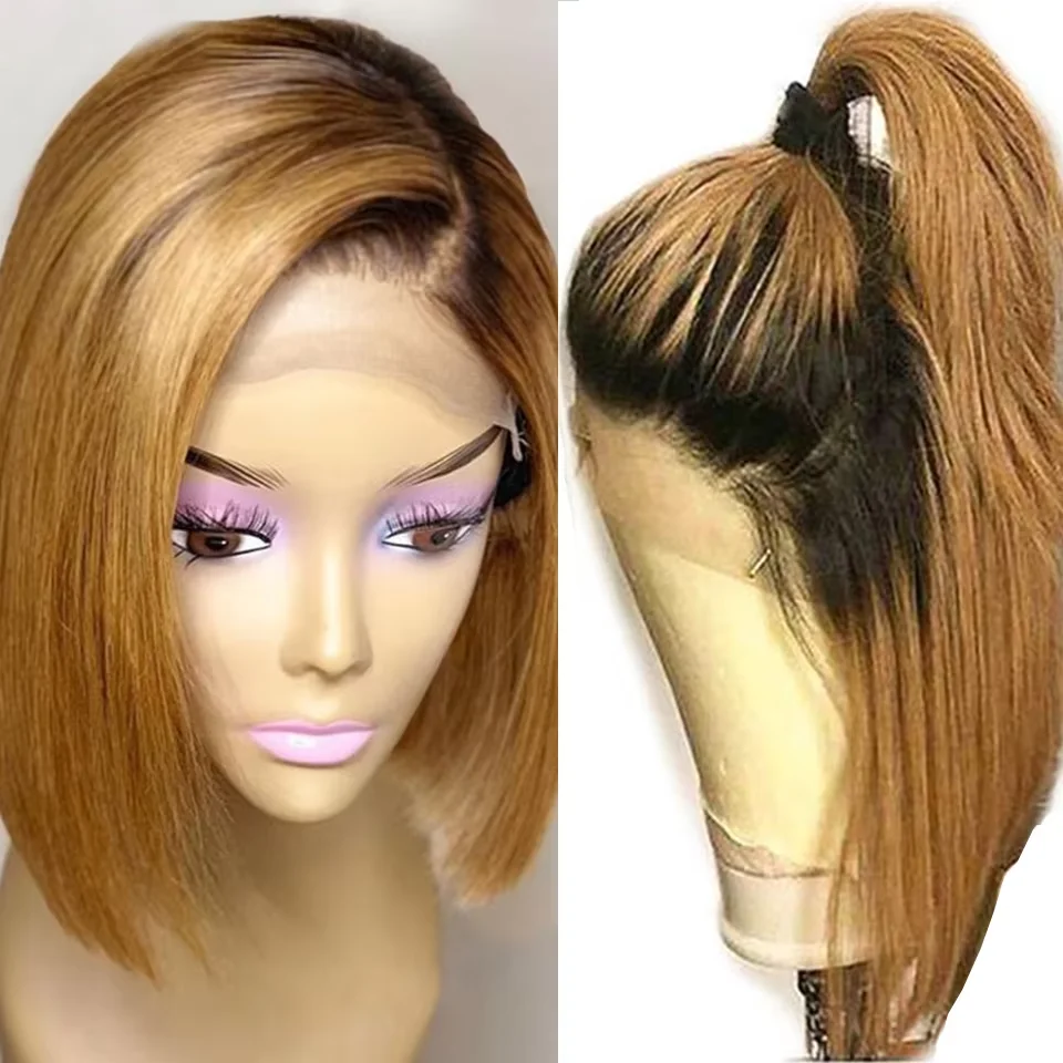 Bob Short Colored Human Hair Wigs Honey Blonde 13x4 Lace Front Wig Brazilian 4x4 Closure Wigs On Sale Ombre 1B 27 Blonde Wig