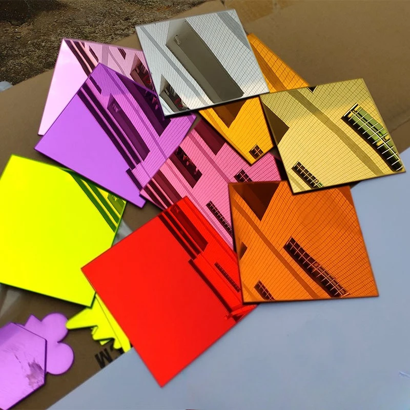 2mm Color Mirror Acrylic Plate, Gold Silver Reflective Mirror Sheet, Custom Laser Cut Decorative Acrylic Panel