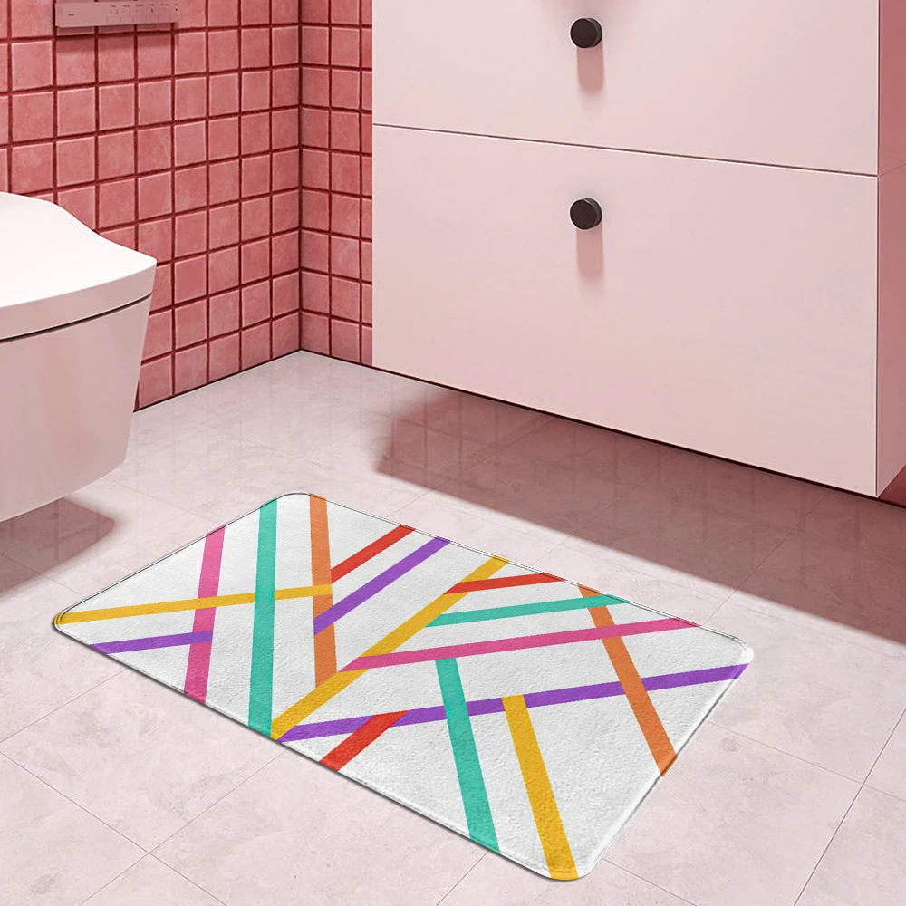 Color Geometry Marble Doormat Floor Mat Abstract Home Entrance Door Mat Anti Slip Floor Rug For Living Room Bathroom Kitchen