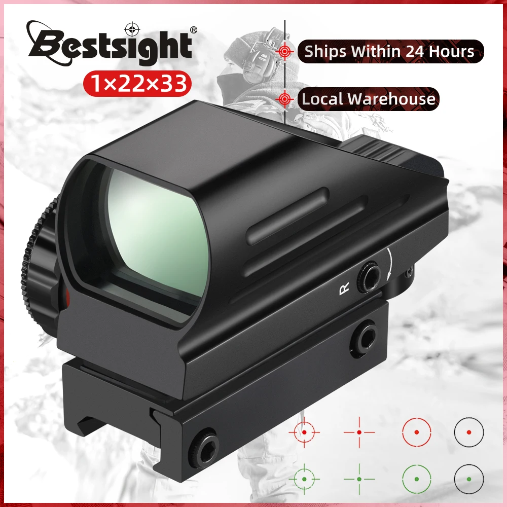 Reflex Sight Red Green Laser 4 Reticle Holographic Projected Red Dot Sight Scope Hunting 20mm Rail Mount