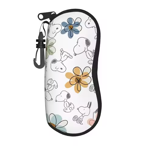 Snoopys Floral Glasses Case Unisex Fashion Zipper Cartoon Glasses Box Gift Eyeglasses Box