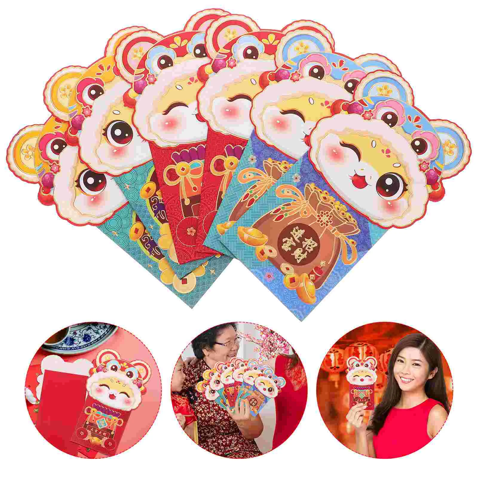 

6 Pcs Year of The Snake Red Envelope Chinese Envelopes for Wedding Money Cash Saving Packet New Hong Bao