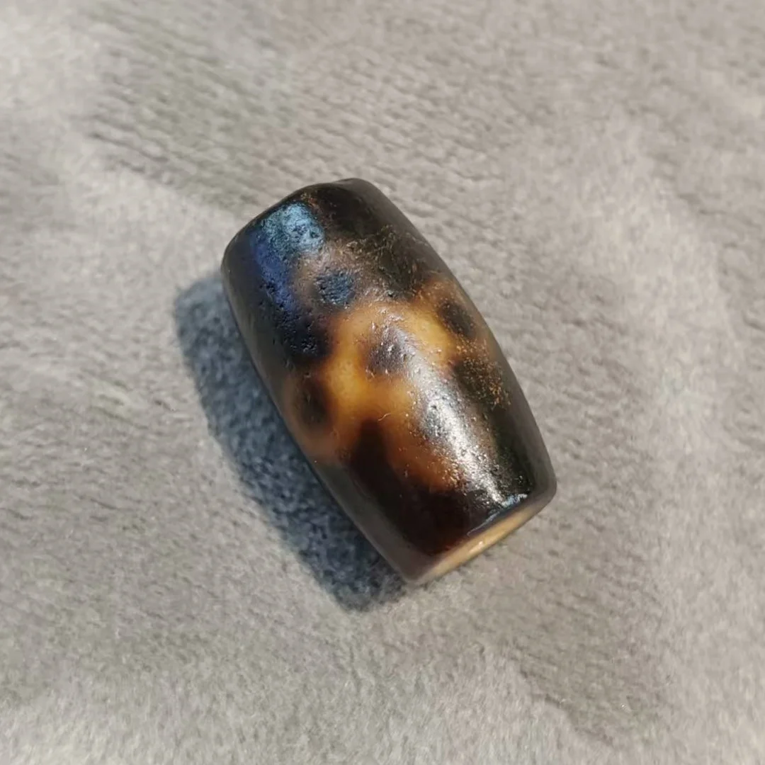 

10 pcs Taiwan Black Gold Penetrating Barrel Bead Invisible Engraved Agate Tianzhu Necklace Pendant DIY Accessory Dzi