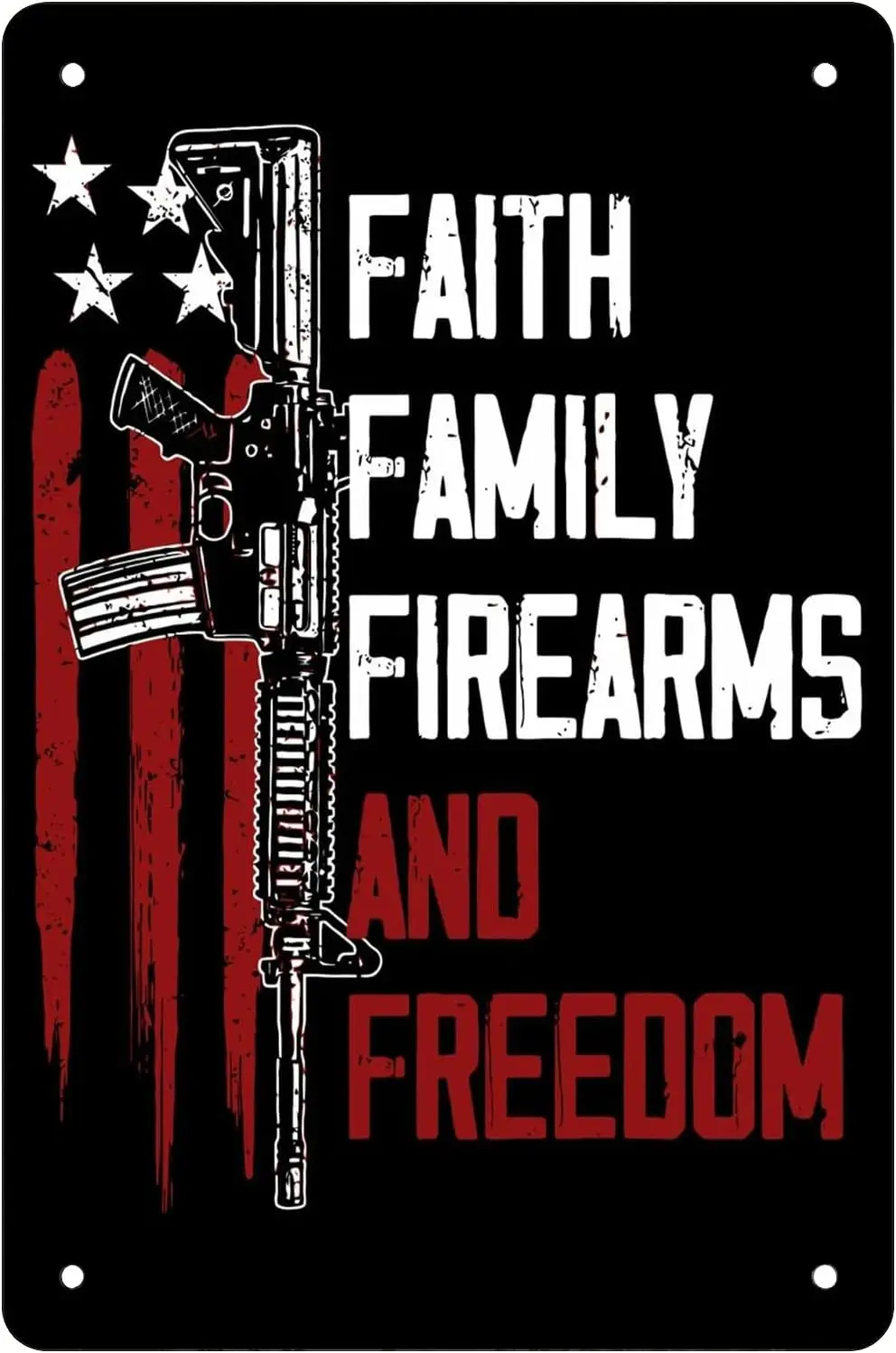 American Flag Freedom Gun Retro Funny Metal Sheet Signs, Wall Decoration, size:8 x 12 sign
