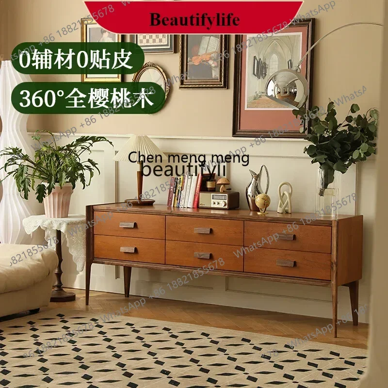 

G153 Retro French entrance cabinet medieval solid wood TV cabinet living room corridor dining side cabinet