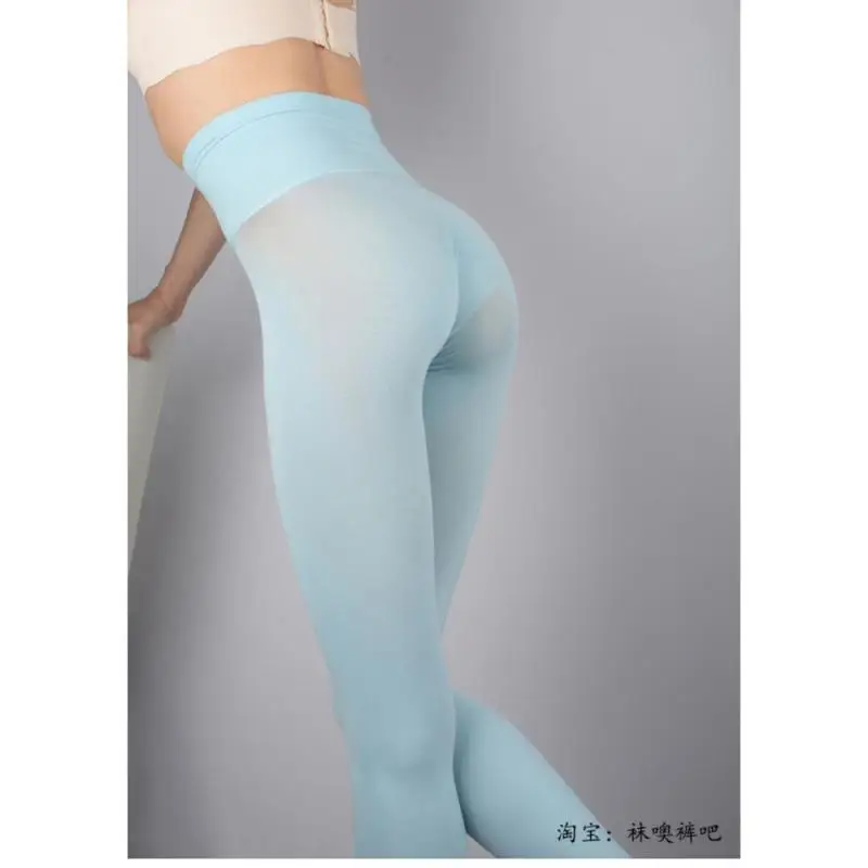 

Синие женские бесшовные колготки 120d с высокой талией и глубокой промежностью, удлиненный размер, бархатные весенне-осенние плотные теплые колготки