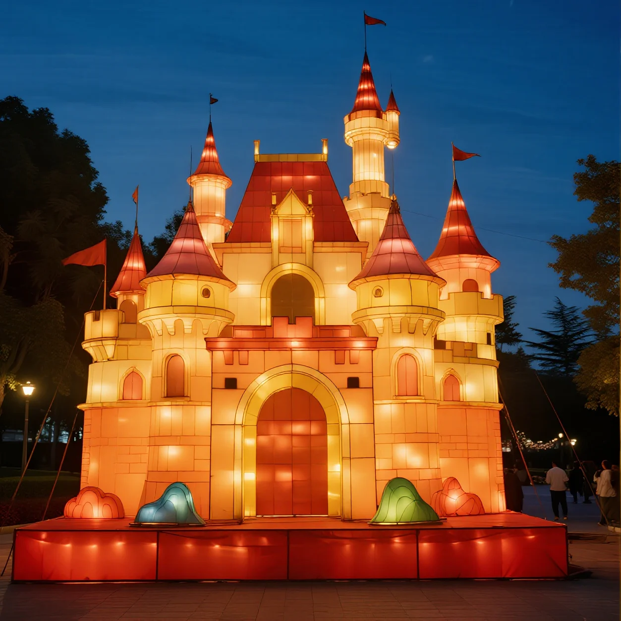 Waterproof Castle Silk Lantern Durable Decor for Outdoor Garden Christmas Fairy Festivals Party Holiday Supplies