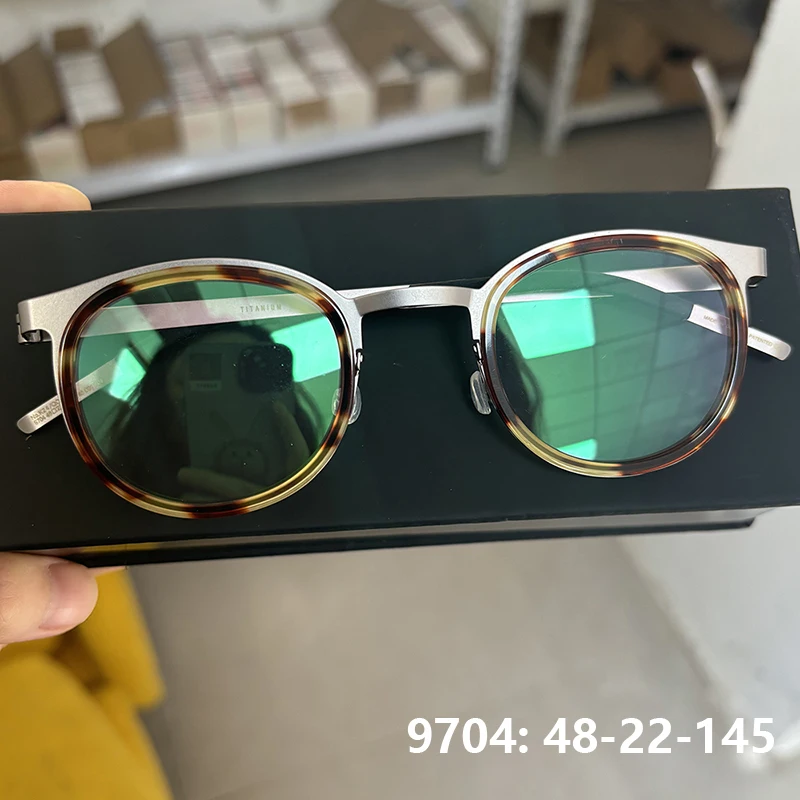 

Брендовый дизайн, мужские овальные очки в оправе, модные 9704, сверхлегкие женские очки без винтов, высококачественные ретро титановые очки, новые