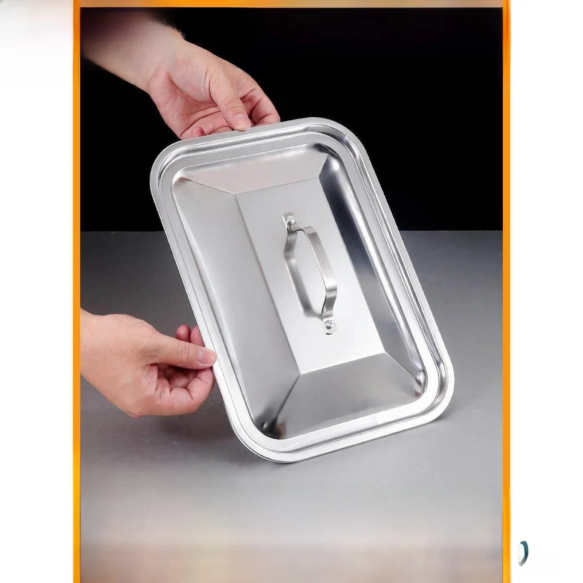 Stainless Steel Rectangular Fish Roasting Tray Cover Universal Pot Cover Dish Plate Basin Cover Longitudinal Matte Finish