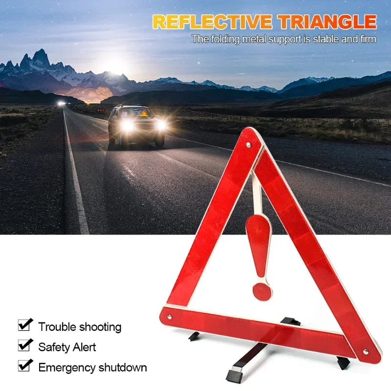 Car Safety Reflective Triangle Sign Stop Warning Board Foldable Vehicle Emergency Breakdown Tripod Reflector