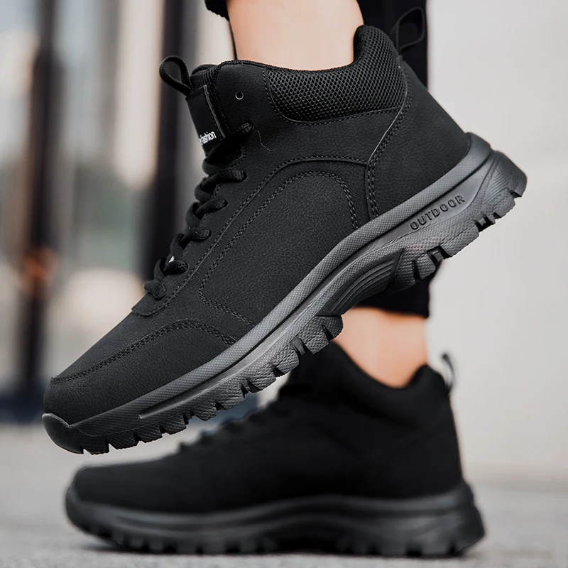 YRZL Men's Snow Boots Anti Slip Winter Warm Hiking Boots Men Shoes Warm Comfortable Outdoor Trekking Shoes for Men Snow Boots