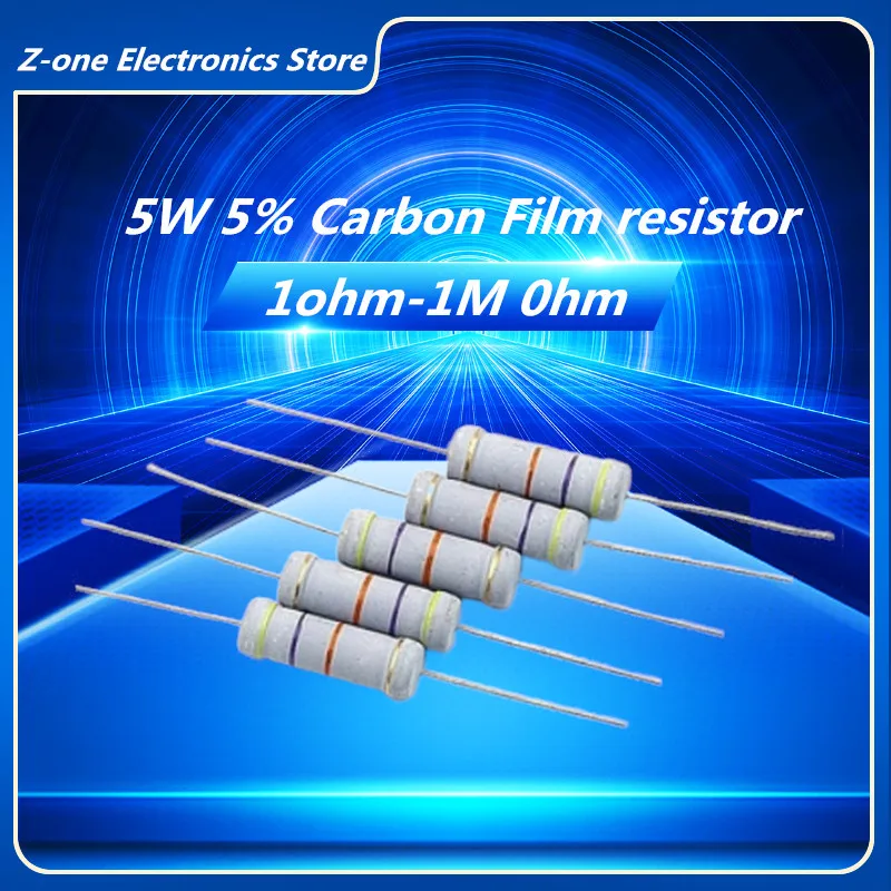 

10pcs 5W 5% Carbon Film resistor 1R ~ 1M 2.2R 10R 22R 47R 51R 100R 150R 470R 1K 4.7K 10K 47K 1 2.2 10 22 47 51 68 100 150 470ohm
