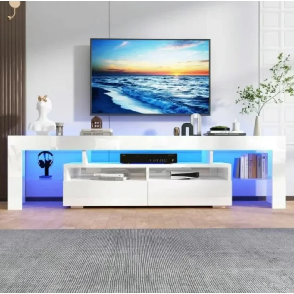 

Modern LED TV Stand Cabinet 63 70 Inch White TV Console Storage Drawer High Gloss Entertainment Center for Living Room