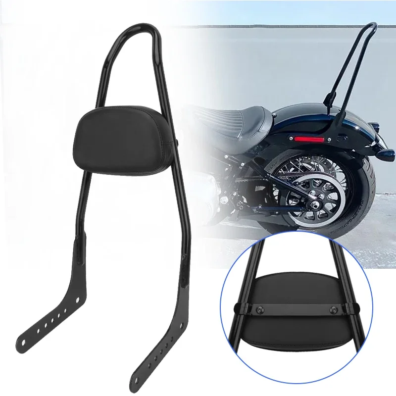 Motorcycle Black Passenger Backrest Rear Sissy Bar Pad For Harley Softail Low Rider Fat Boy Street Bob Breakout FXBB 2018-2023