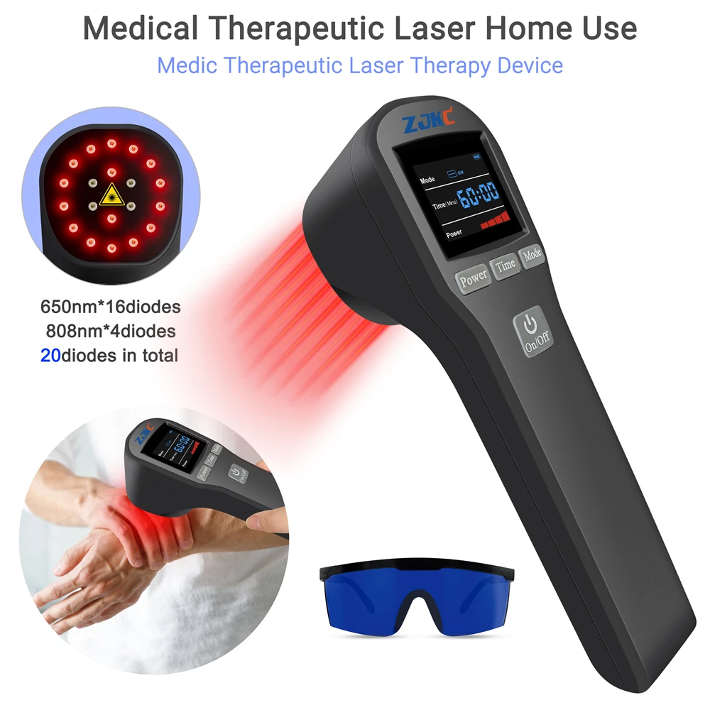 

ZJKC Cold Laser Therapy Device for Heel Spurs 650nm 808nm Red Laser for Healing Soft Tissue Injuries Acute and Chronic Pain