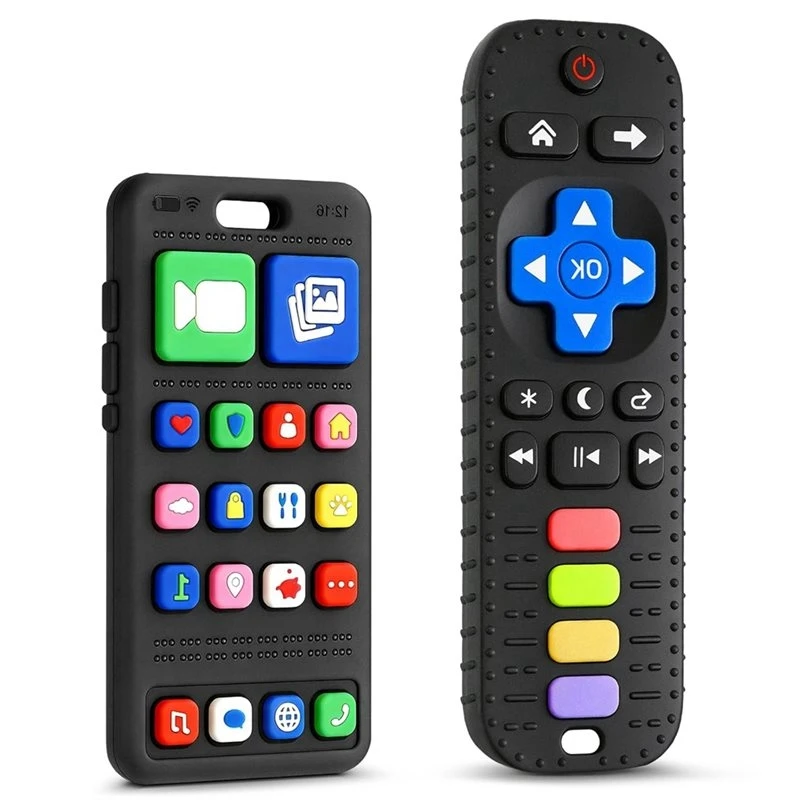 ABTI-Teether Toys For Baby Teething 3-6 Months, Silicone Phone And Remote Sensory Chew, Infant Teething Relief