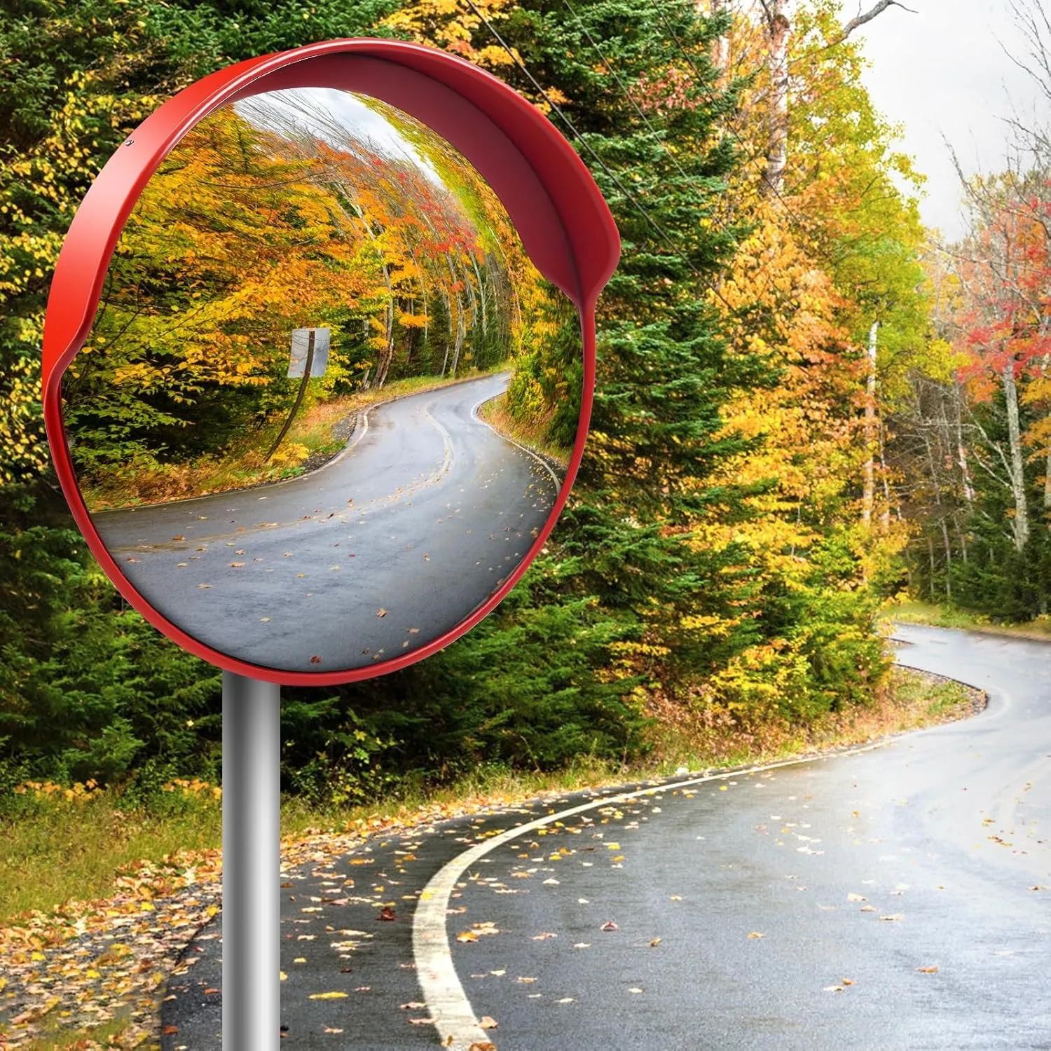 100Cm convex angle mirror PC material, orange 130 view traffic mirror, for outdoor road safety