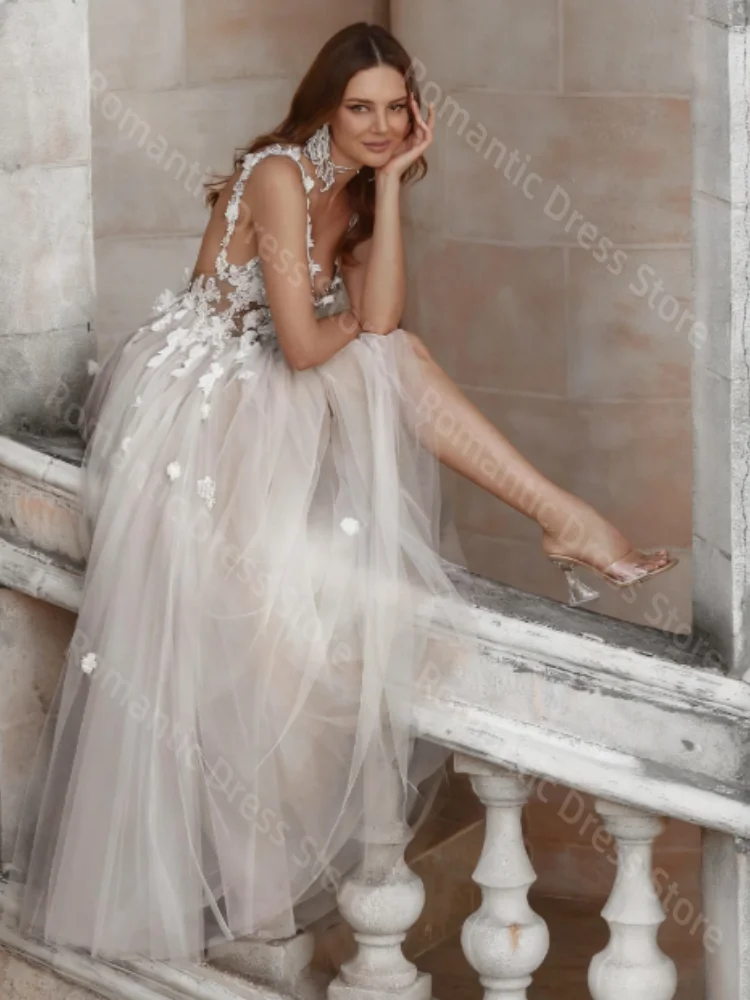 Robe De mariée romantique personnalisée en forme De cœur, ligne a, bretelles Spaghetti, traîne Court, dos nu, en dentelle