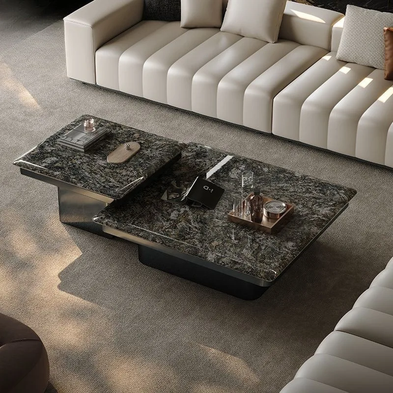 

Household light luxury Italian rock slab coffee table small apartment supercrystalline stone square minimalist