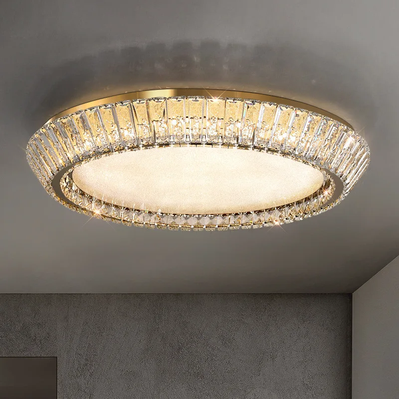 

Crystal light luxury post-modern minimalist bedroom lamp atmospheric round ceiling lamp