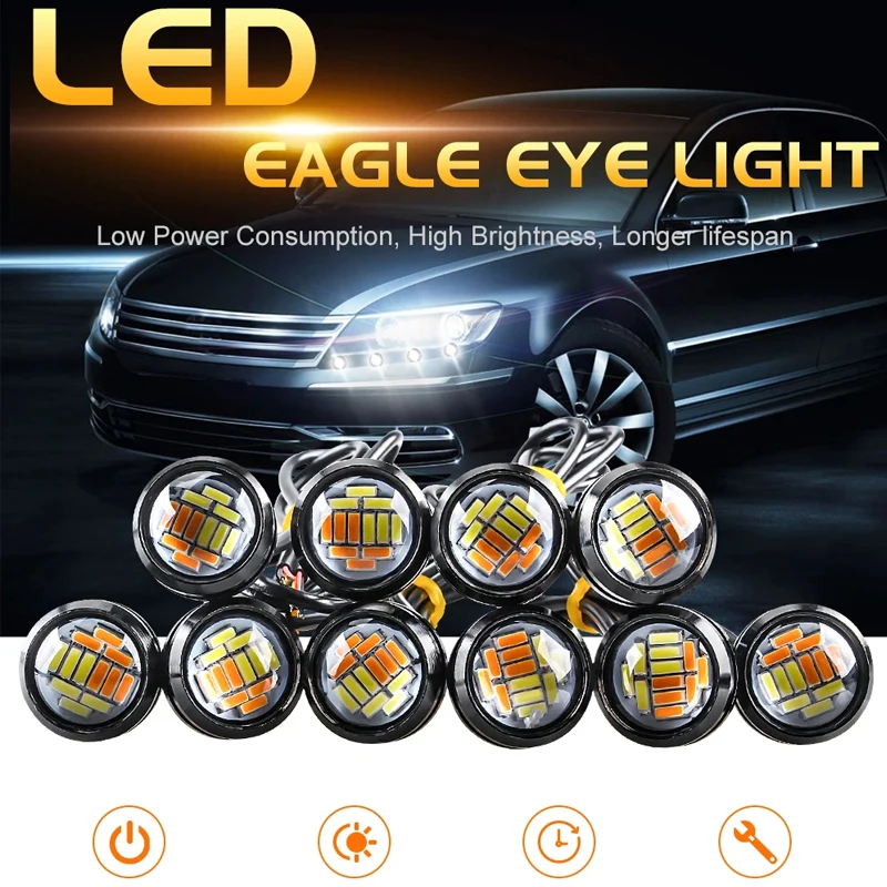 

LED Signal lights 12V 18W Eagle Eye lamp 23mm Backup Light White yellow Car Foglights DRL for bmw e46 e90 f10 golf 7 passat b6