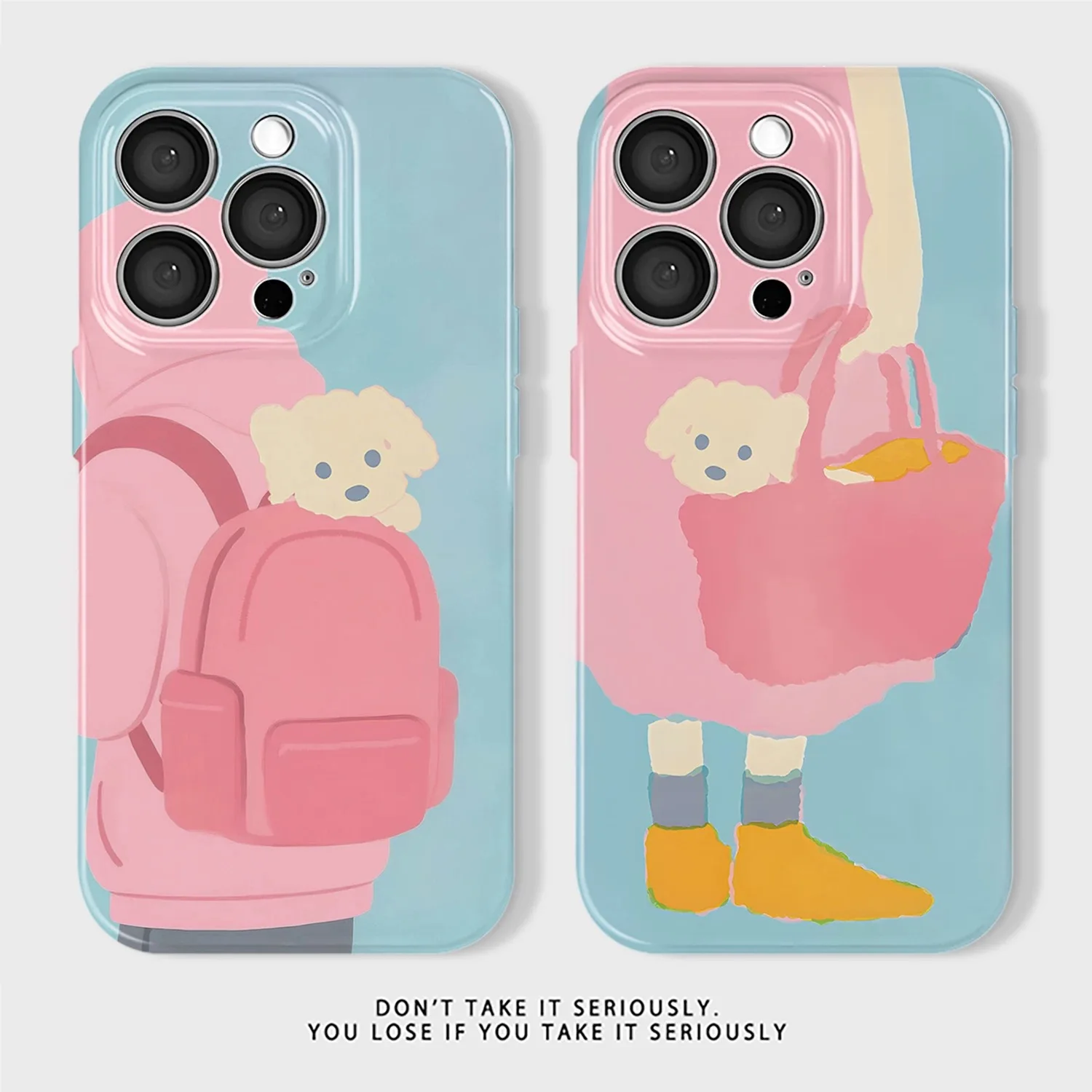 

Pink and Blue Healing Bag Dog Phone Case for IPHONE 17 Air 16E 15 PROMAX 14 Plus 13 12 MINI 11 PRO 16Plus XR Acrylic Phone Cover