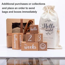 6pcs/set Wooden Baby Milestone Cards Blocks Newborn Birth Month Birthday Souvenir Photo Props Beech Square Decoration Baby Gift