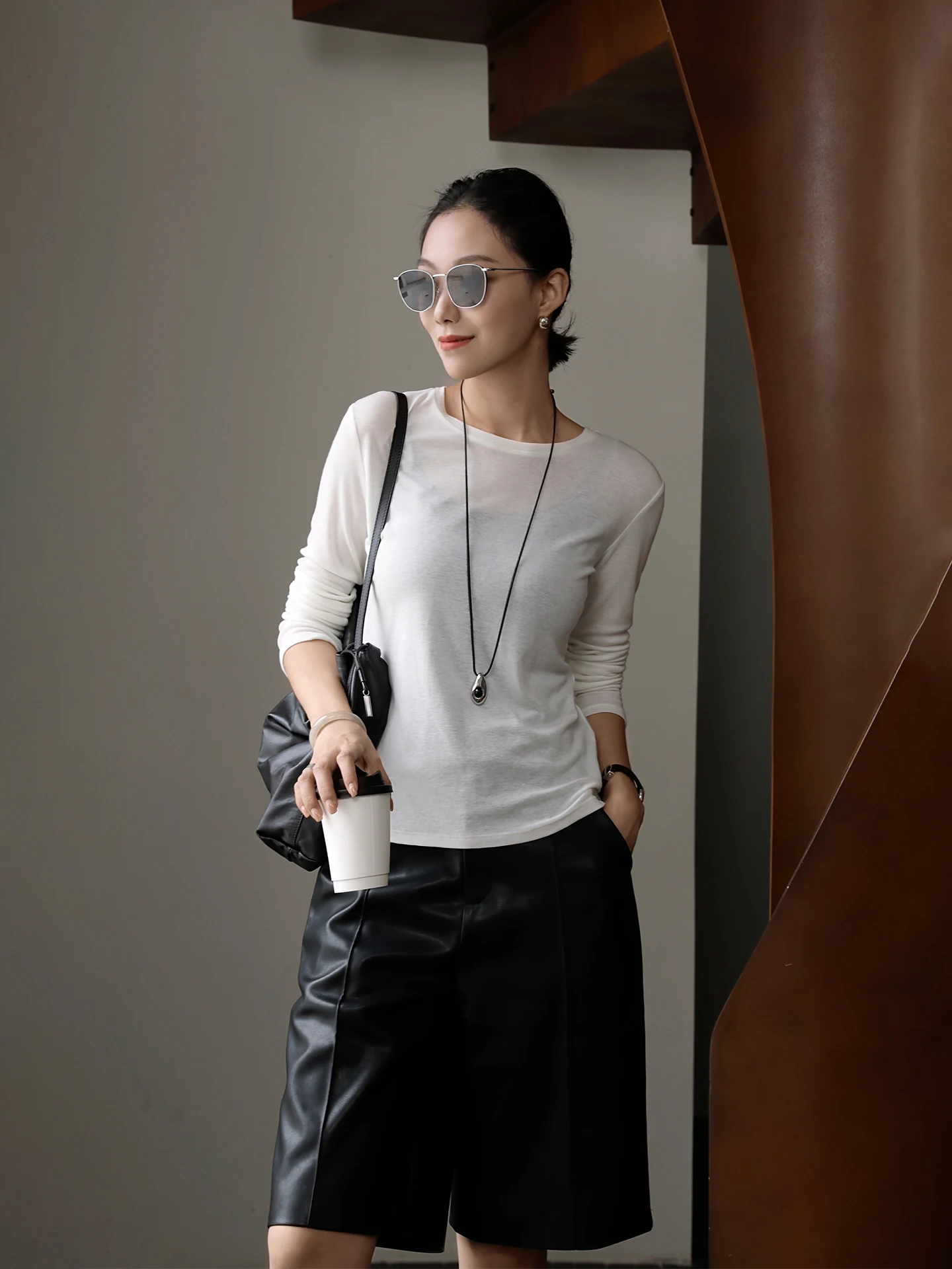 

Женский облегающий трикотажный топ с круглым вырезом и длинным рукавом из шелка и шерсти, модный, дышащий, комфортный, новинка весенней коллекции