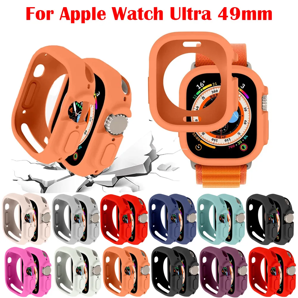 Caso para apple watch ultra 49mm all-round à prova de choque tpu capa protetora de silicone macio pára-choques resistente a riscos