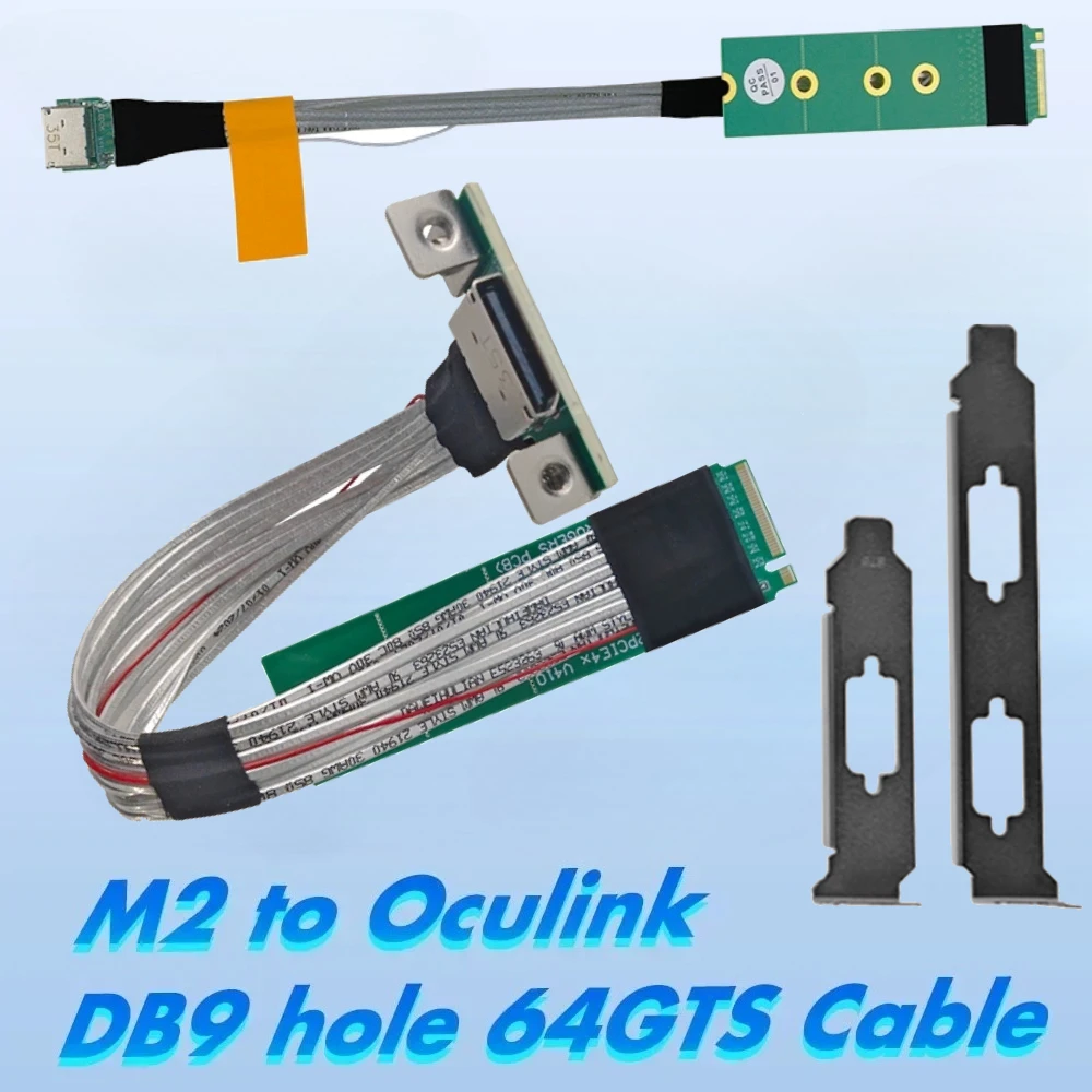 M.2 To Oculink Extension Cable M.2 NVMe Adapter Card External GPU PCIe 4.0x4 64GTS Cable DB9 Hole for Laptop Notebook PC Chassis