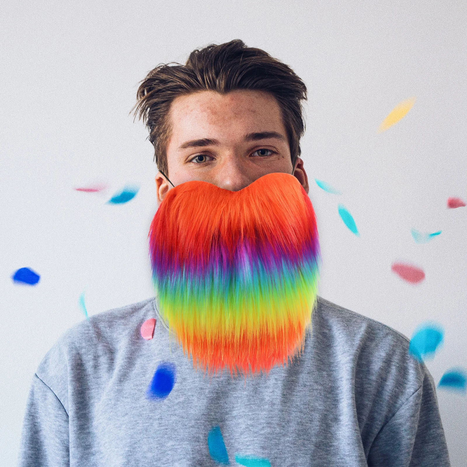 1pc Fake Rainbow Beard Cosplay Prop Lifelike Mustache For Party Costume Celebration Masquerade Stage Performance Accessory