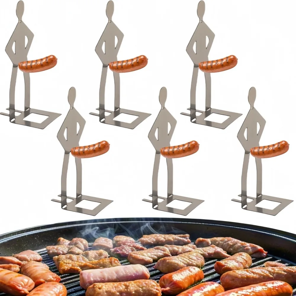 

Забавная подставка для колбас для хот-догов, многоразовый гриль из нержавеющей стали, подходит для гриля, кемпинга, пикника, приготовления пищи на открытом воздухе, мясо на гриле