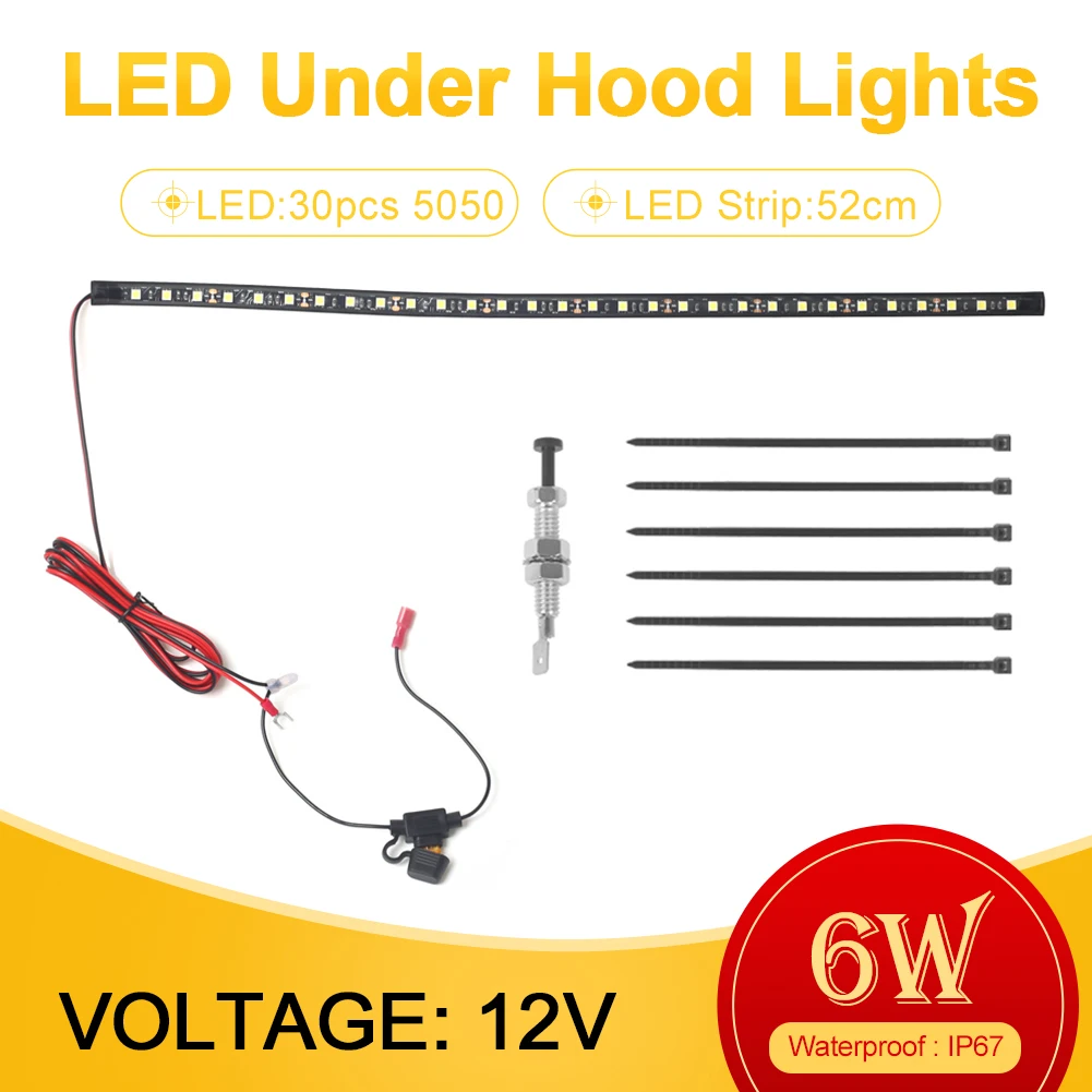 

Universal 52cm Under Hood LED Light Strip For Car With Auto On/Off Switch Car Repair Work Light Car Maintenance Kit Car SUV