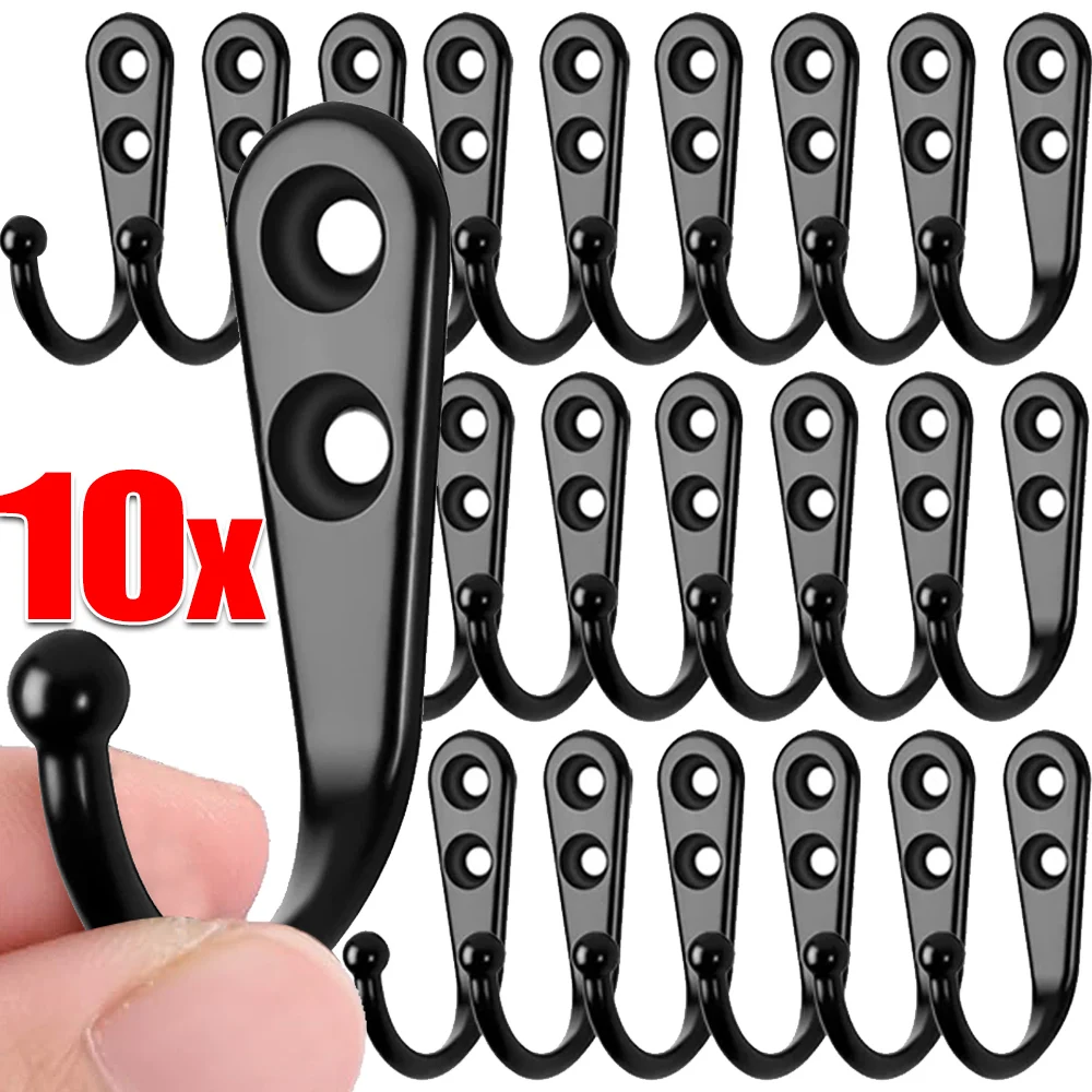 Alloy Hooks with Screw Bathroom Towel Clothes Storage Hooks Key Hangers Storage Gold Silver Racks Home Door Kitchen Organizer